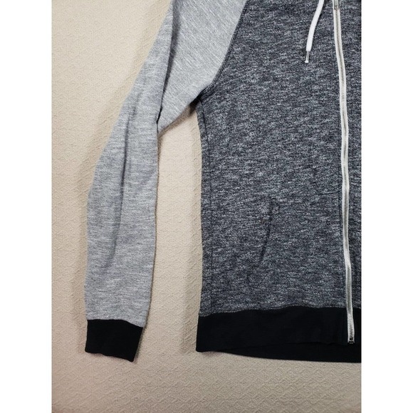 21 Men Sweater Mens Small Gray Colorblock Long Sleeve Full Zip Hoodie Pockets - Picture 2 of 12